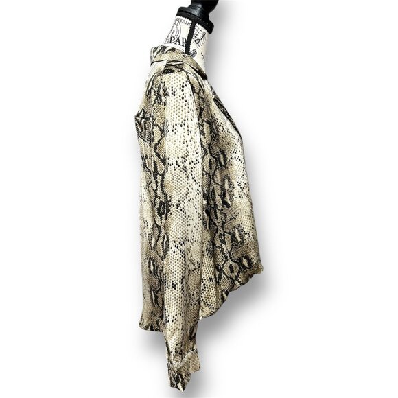 Anthropologie Endless Rose S Oversized Snake Print Satin Wrap Blouse Whimsigoth - Picture 4 of 8
